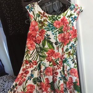 Floral knee length dress.